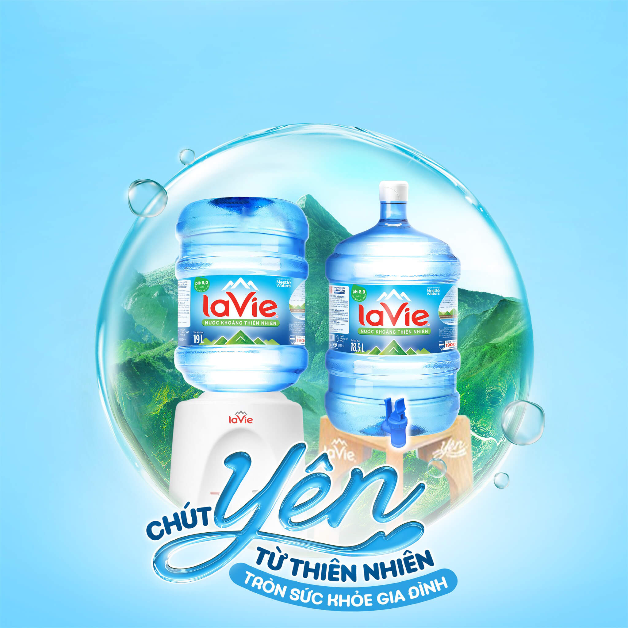 Đổi nước bình LaVie 19 lít có vòi và bình úp dùng cho máy nóng lạnh giá tốt tại Bình Thạnh